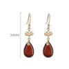 S925 Natural Amber Water Drops Earrings