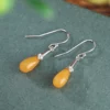 S925 Amber Flower Water Drops Earrings