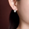 Cabochon S925 Natural Jade Earrings