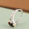 S990 Leaf Cabochon Amber Open Ring