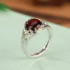 S990 Leaf Cabochon Amber Open Ring