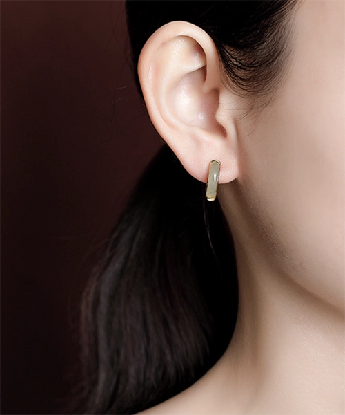 Natural Jade Circle S925 Earrings