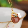 S925 Pocket South Red Agate Pendant