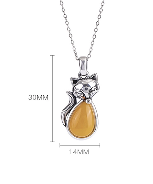 S999 Fox Amber Cabochon Pendant - Image 6