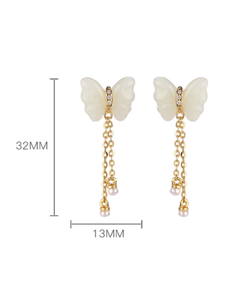 Butterfly S925 Natural Jade Earrings