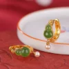 S925 Gourd Natural Jade Pearl Earrings