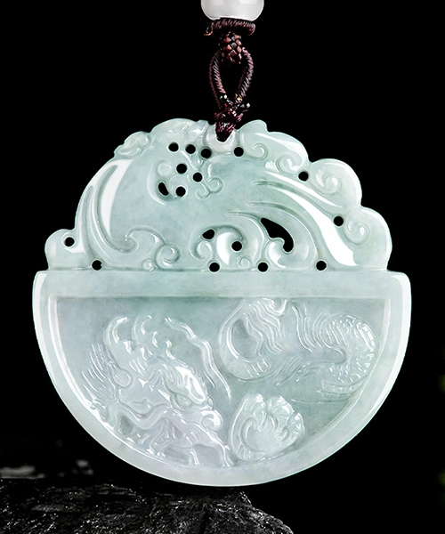 Vintage Phoenix Dragon Jade Pendant