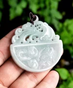 Vintage Phoenix Dragon Jade Pendant