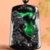 Black Scenery Natural Jade Pendant