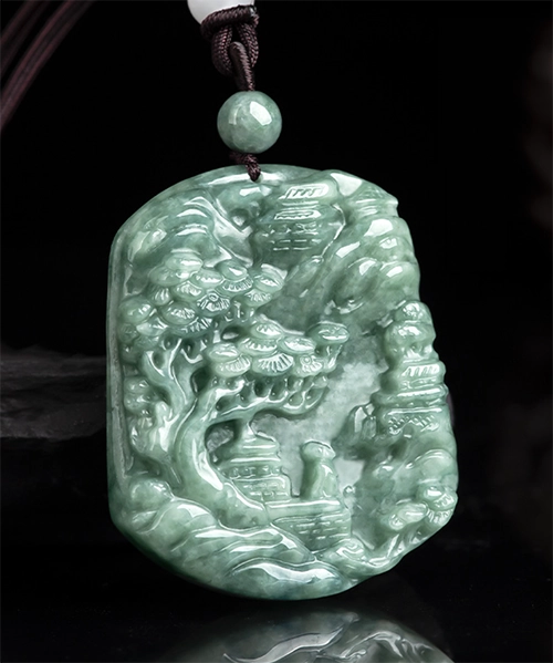Two Sided Scenery Natural Jade Pendant