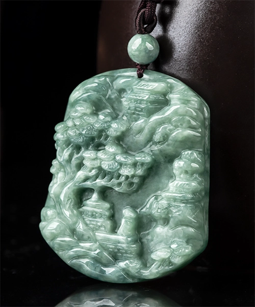 Two Sided Scenery Natural Jade Pendant