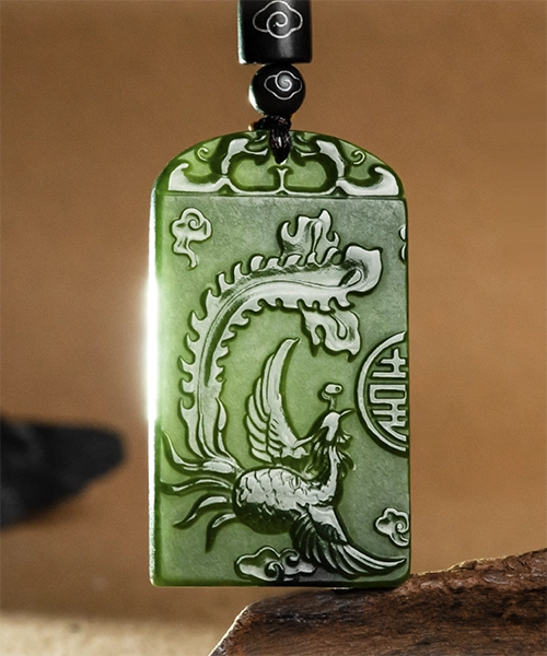 Phoenix Dragon Wedding Jade Pendant - Image 5