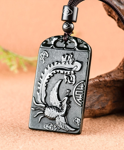 Phoenix Dragon Wedding Jade Pendant - Image 3