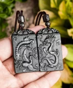 Phoenix Dragon Wedding Jade Pendant