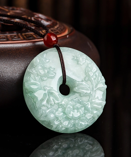 Flower Donut Ring Jade Pendant