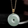18K Gold Donut Ring Jade Pendant