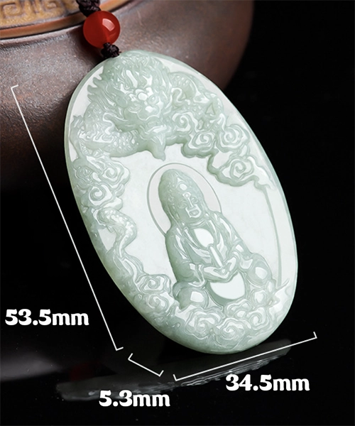 Jade Pendant Guanyin Dragon Medal