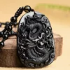 Black Jade Pendant Dragon Medal