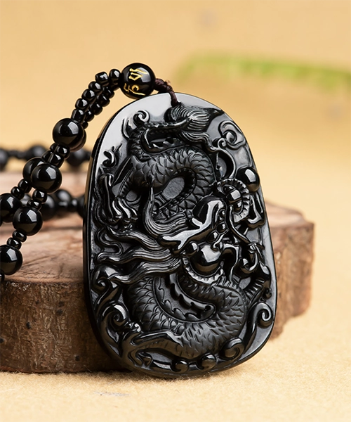 Black Jade Pendant Dragon Medal