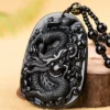 Black Jade Pendant Dragon Medal