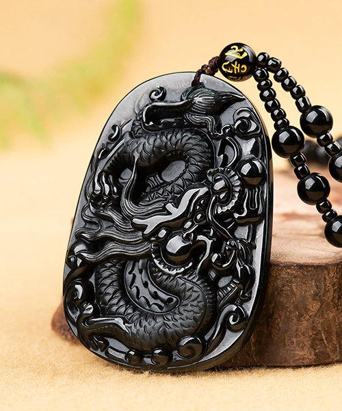 Black Jade Pendant Dragon Medal - Image 2