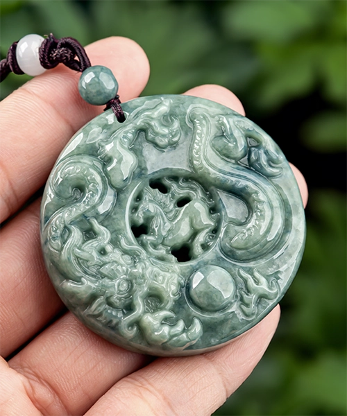 Jade Pendant Dragon Horse Medal
