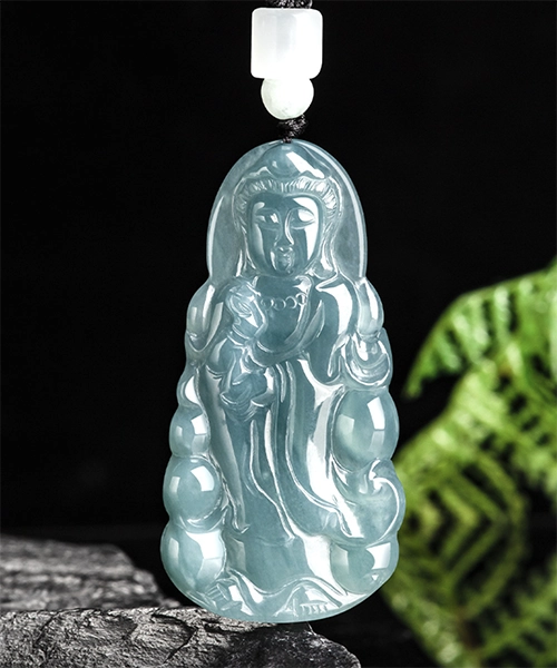 Jadeite Guanyin Natural Jade Pendant