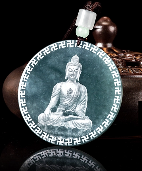 Natural Jade Buddha Round Pendant