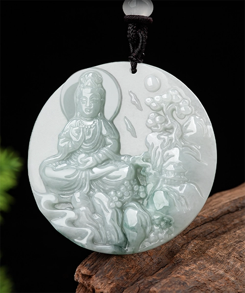 Guanyin Scenery Natural Jade Pendant