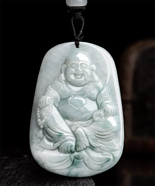 Natural Jade Smile Buddha Pendant