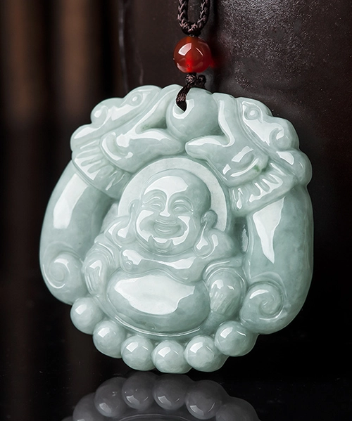 Maitreya Buddha Dragon Jade Pendant