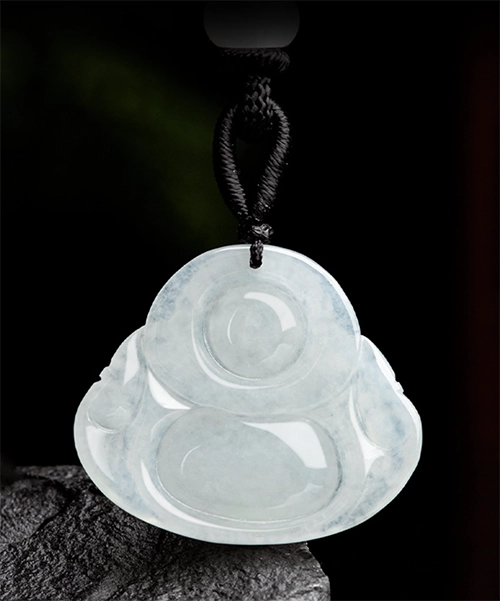 Laughing Buddha Natural Jade Pendant