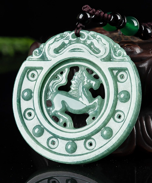 Steed Horse Round Jade Pendant