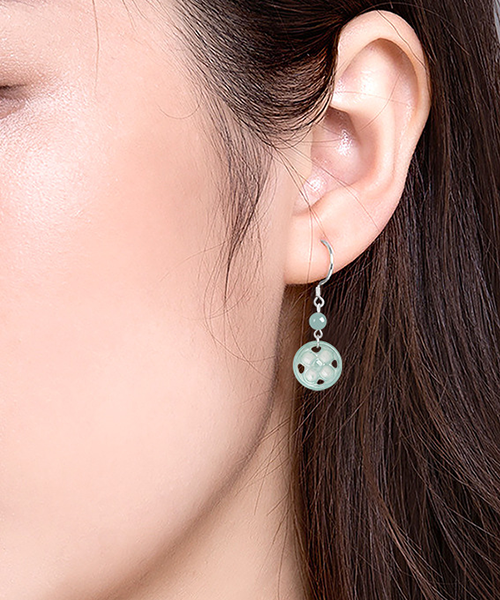 Four Leaf Clover Jade S925 Earrings