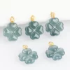 18K Gold Four Leaf Clover Jade Pendant