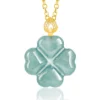 18K Gold Four Leaf Clover Jade Pendant
