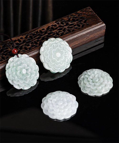 Natural Jade Peony Flower Pendant - Image 6