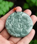 Natural Jade Peony Flower Pendant