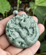 Jadeite Peony Phoenix Jade Pendant