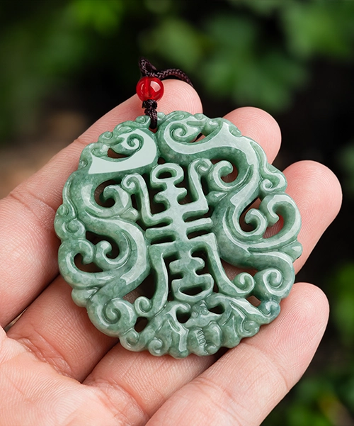 Two Dragon Natural Jade Pendant