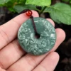 Natural Jade Flower Donut Ring Pendant