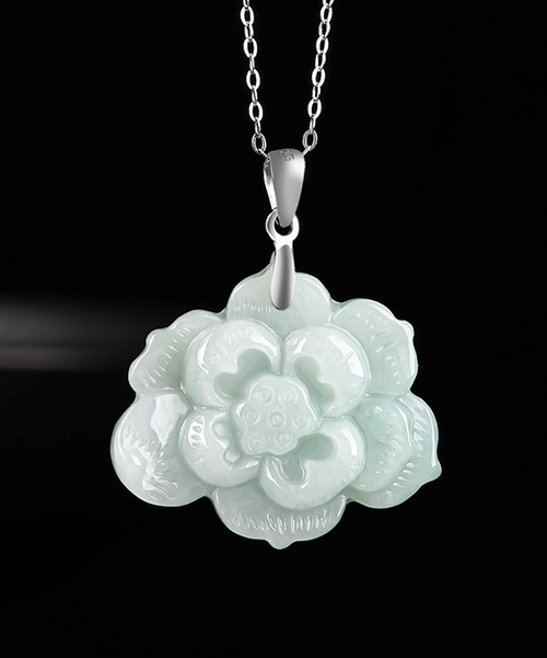 S925 Lotus Flower Jade Pendant