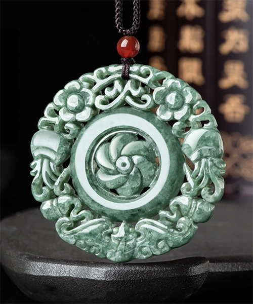 Flower Hollow Natural Jade Pendant