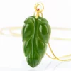 Jasper Leaf 18K Gold Natural Jade Pendant
