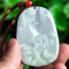 Scenery House Tree Oval Jade Pendant