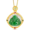 18K Gold Buddha Natural Jade Pendant
