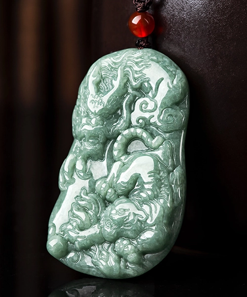 Tiger Dragon Natural Jade Pendant
