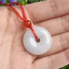 Natural Jade White Donut Ring Pendant