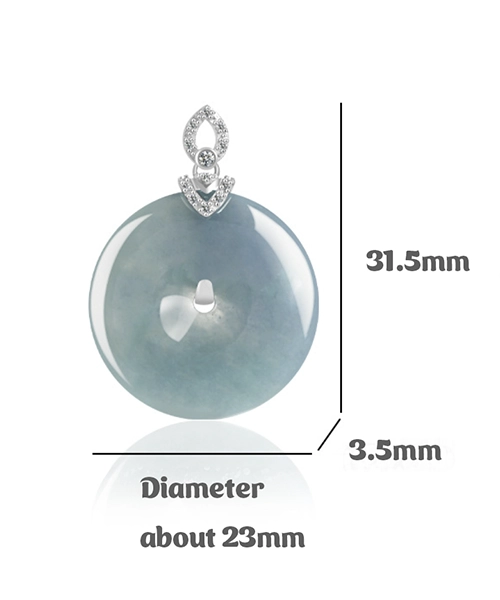 S925 Jade Donut Ring CZ Diamond Pendant