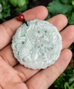 Phoenix Dragon Jade Round Pendant